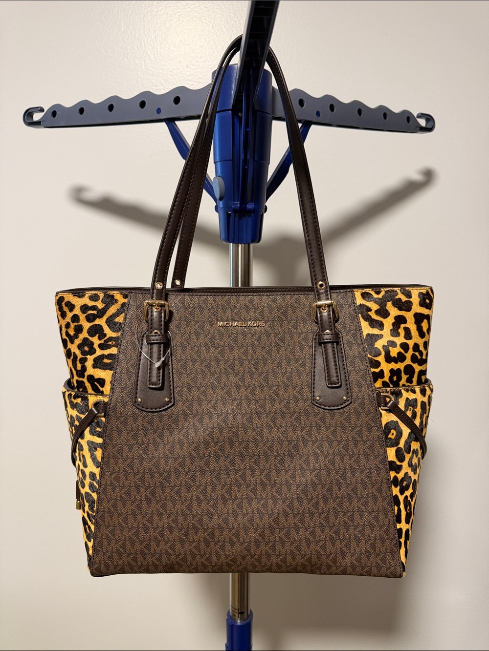 Michael Kors Voyager Brown Leopard Print Tote Bag